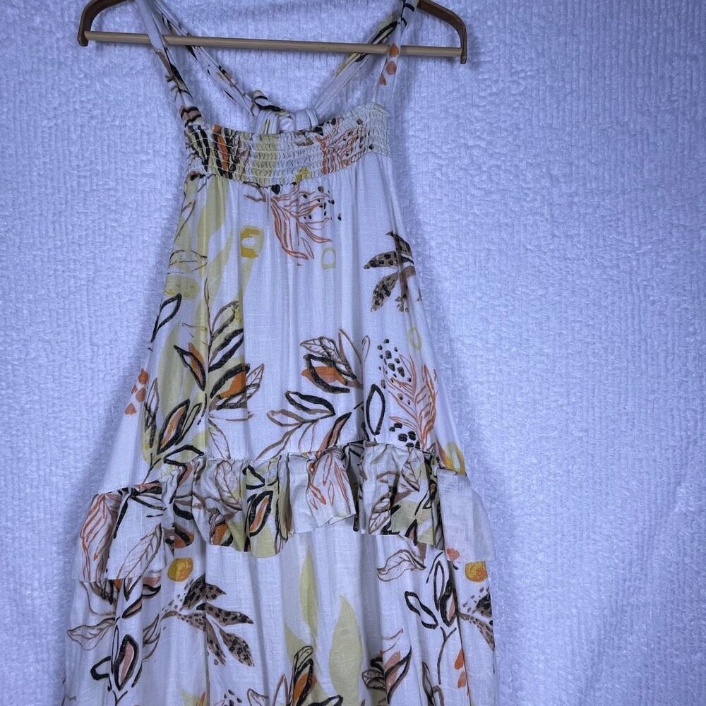 Free People Ivory Combo Floral Ruffle Tiered Halter Anita Maxi Dress Medium - Picture 3 of 10